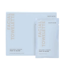 NuFACE Prep-N-Glow Exfoliating and Hydrating Facial Wipes that cleanse, exfoliate, and hydrate for refreshed, glowing skin.