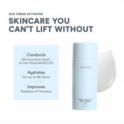 NuFACE Silk Crème Activator – Firming, Brightening, and Hydrating Microcurrent Cream Conducts, Hydrates, and Improves