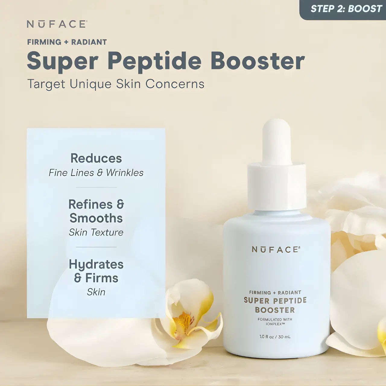 NuFACE Super Peptide Booster Serum for anti-aging, firming, and wrinkle reduction Target Unique Skin Concerns