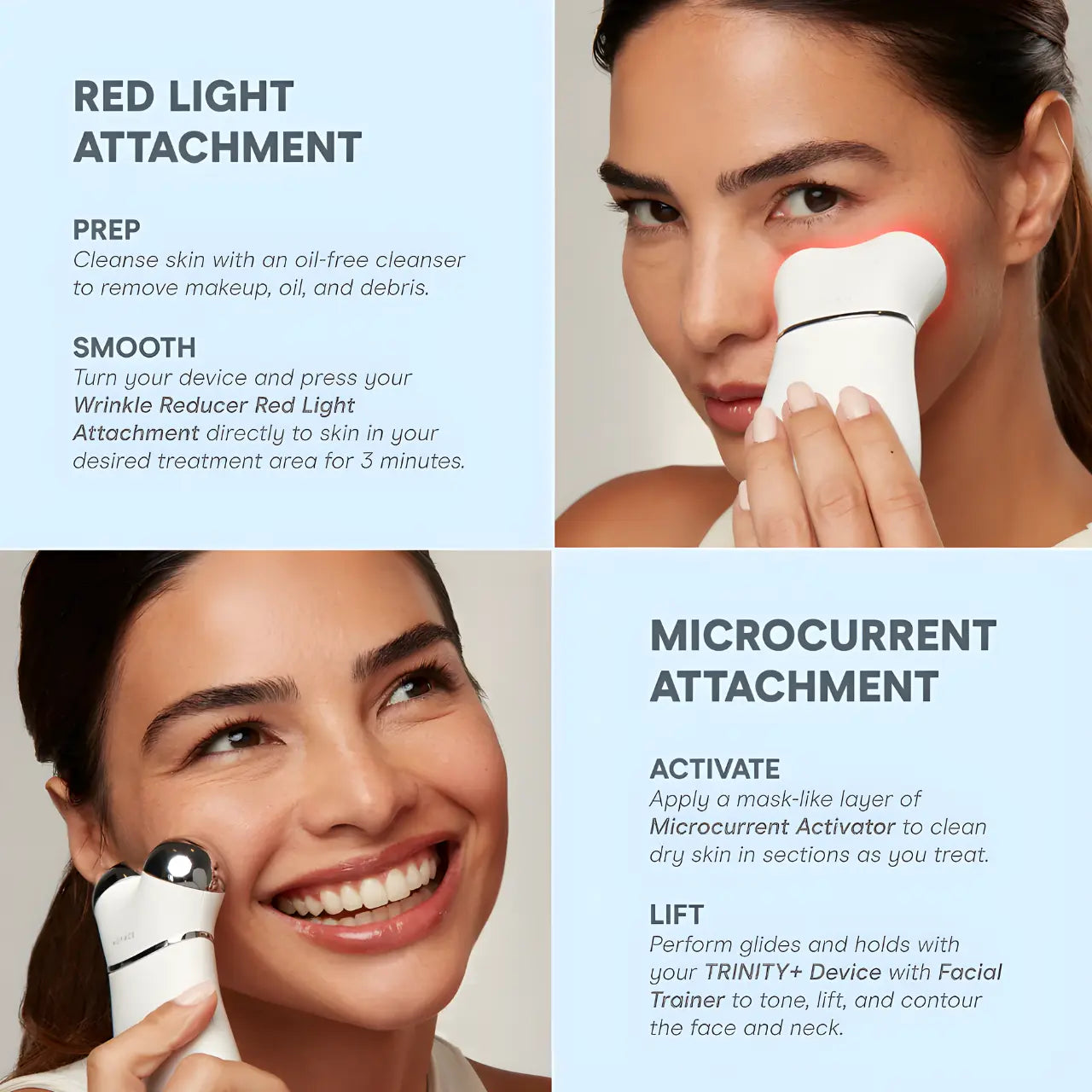 NuFACE TRINITY+ Complete Set Smart Microcurrent and LED Red Light Attachment