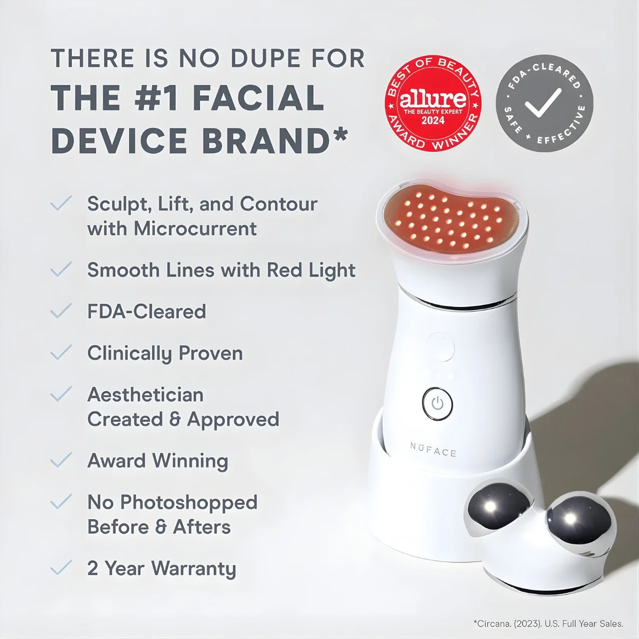 NuFACE TRINITY+ LED Red Light Facial Treatment Tool that helps reduce wrinkles, boost collagen, and refine skin texture for a radiant complexion.