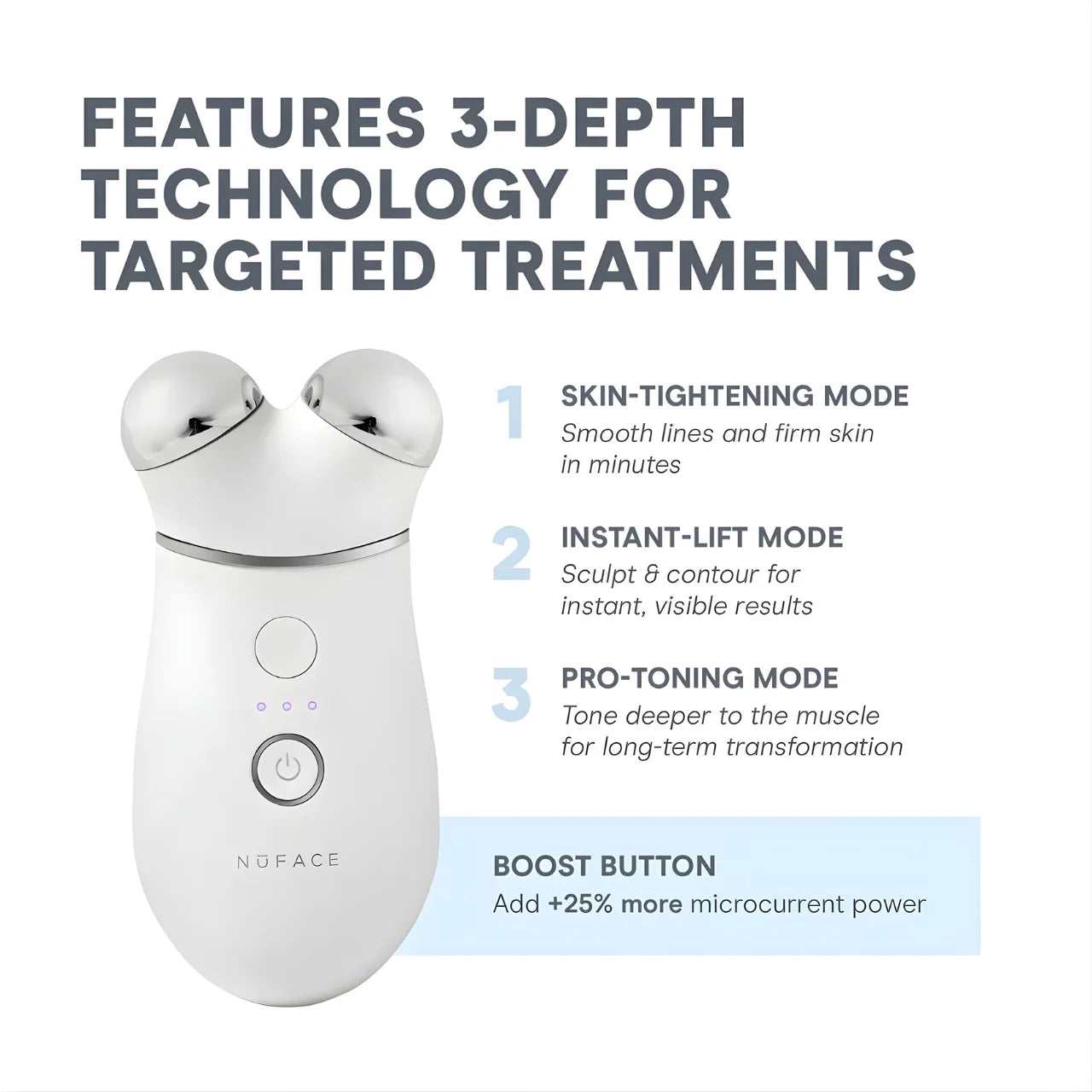 NuFACE Trinity+ PRO Microcurrent Facial Toning System enhances facial contour, smooths wrinkles, and restores youthful radiance with consistent use.
