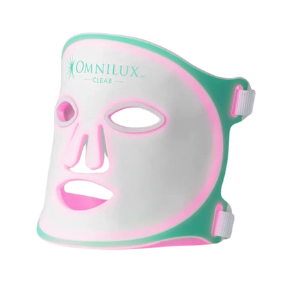 Omnilux Clear LED acne treatment mask, FDA-cleared for safe and effective home use, designed to reduce breakouts and promote clearer skin.