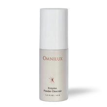 Omnilux Enzyme Powder Cleanser, a gentle exfoliating powder cleanser with papain and green tea, designed to prep skin for LED therapy.