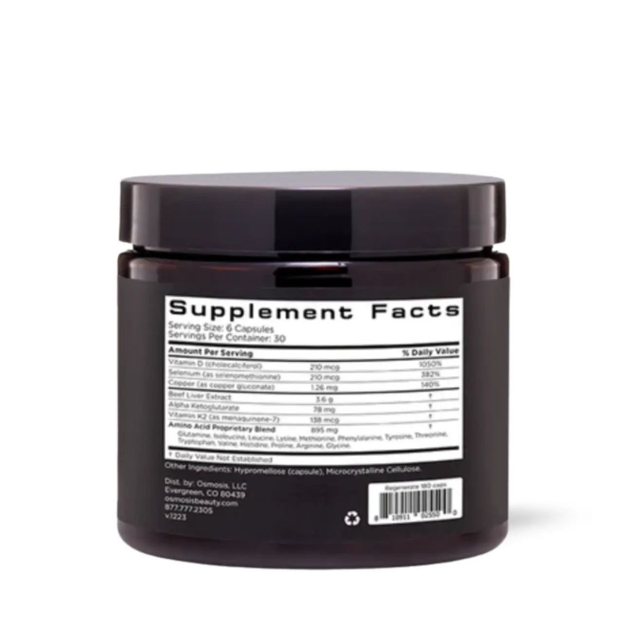 Osmosis Regenerate Liver and Collagen Renewal Supplement for Radiant Skin and Detox Support Back Bottle