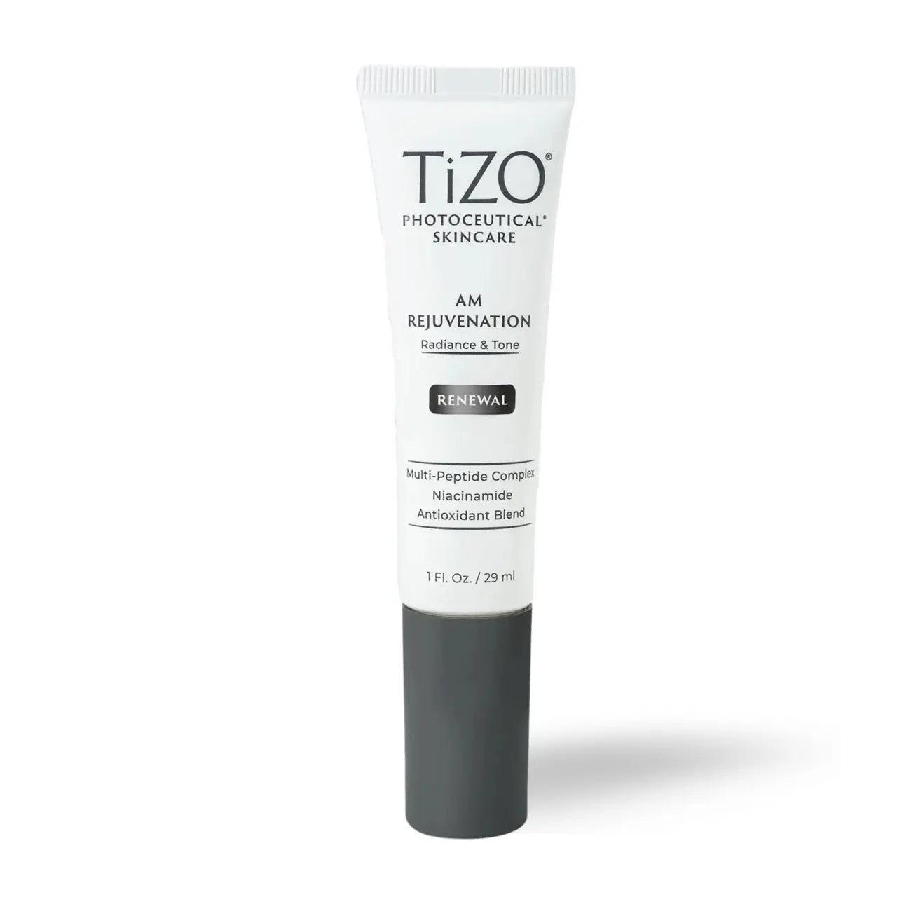 TiZO® Photoceutical AM Rejuvenation – a powerful anti-aging and brightening serum with peptides, niacinamide, and antioxidants for radiant skin.